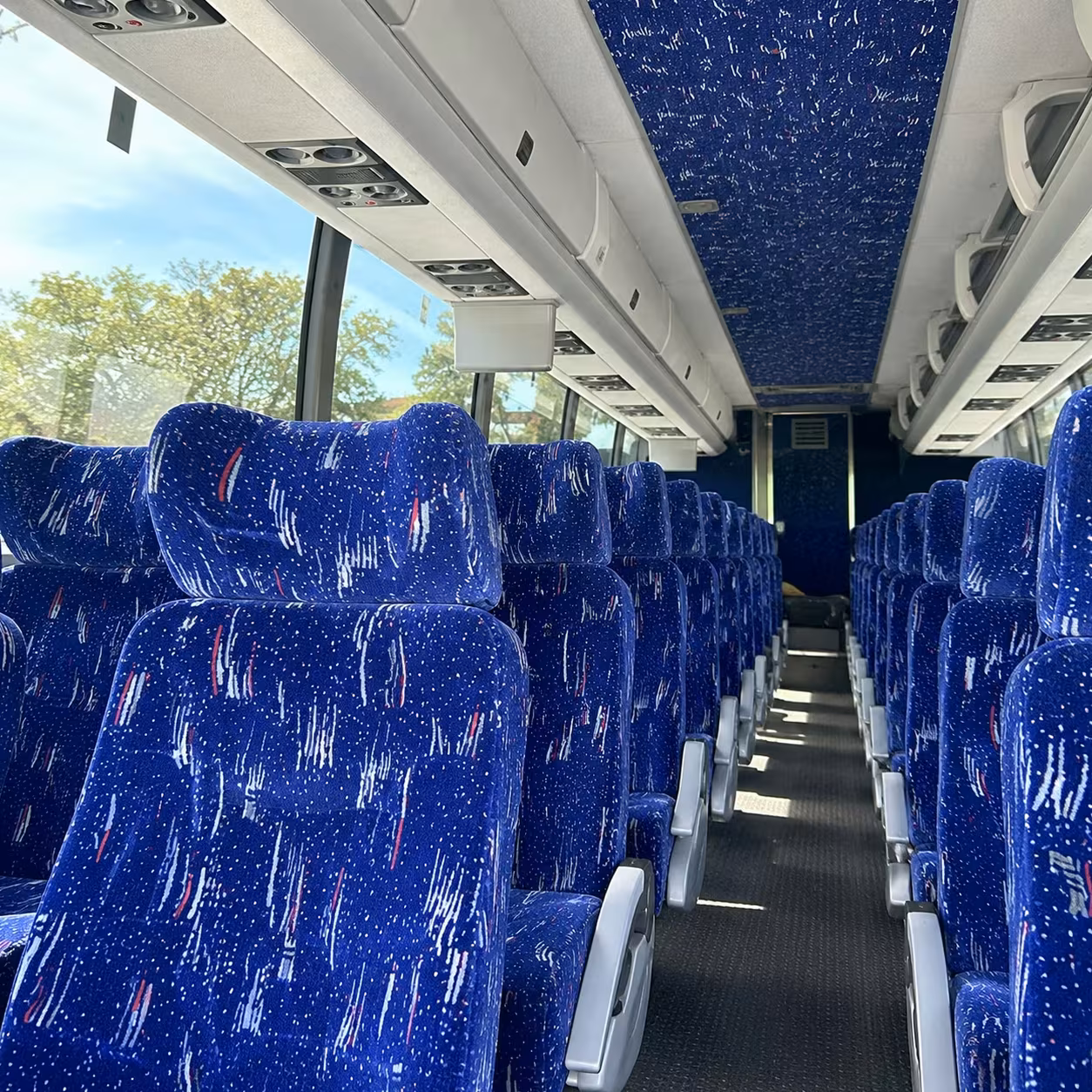 long beach charter bus rental interior